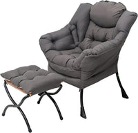 Thumbnail for Welnow Lazy Chair with Ottoman, Modern Lounge Accent Chair with Armrests and a Side Pocket, Leisure Sofa Chair Set, Reading Chair with Footrest for Small Space, Corner Chair, Plush Grey