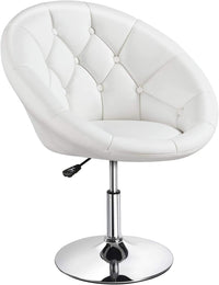Thumbnail for Yaheetech Vanity Chair Makeup Chair Swivel Accent Chair Height Adjustable Round Back Tilt Chair with Chrome Frame for Makeup Room, Living Room, Retro Brown