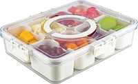 Thumbnail for Divided Serving Tray with Lids& Removable, Snack Fruit Tray, 8 Compartment Square Food Storage Lunch Organizer for Vegetarian Candy, Fruits, Nuts, Snacks, for Party, Entertaining, Picnic
