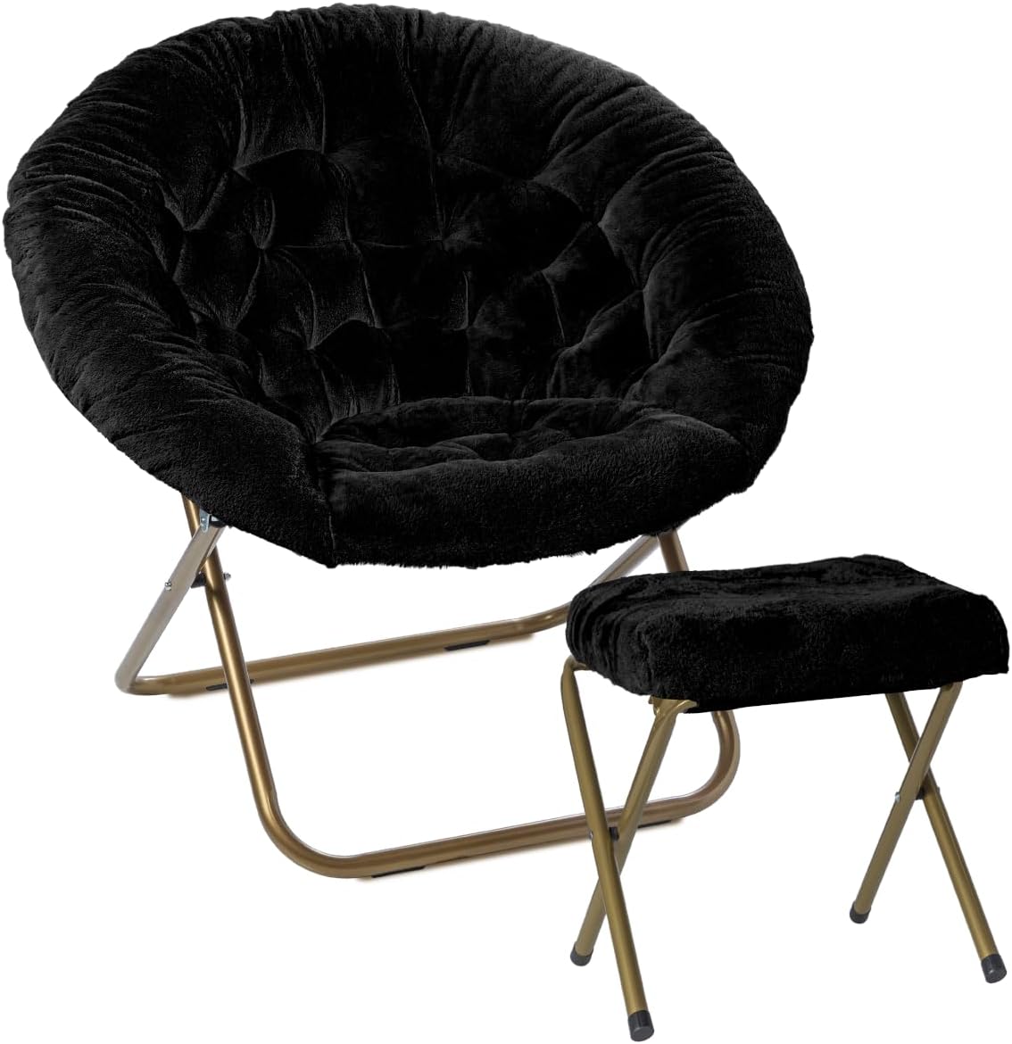 Milliard Cozy Chair with Footrest Ottoman/Faux Fur Saucer Chair for Bedroom/X-Large (Purple)