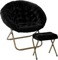 Thumbnail for Milliard Cozy Chair with Footrest Ottoman/Faux Fur Saucer Chair for Bedroom/X-Large (Purple)