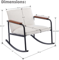 Thumbnail for LukeAlon Mid Century Linen Rocking Accent Chair, Modern Lounge Chair with Metal Base Retro Comfy Low Nursery Rocker Chair with Wooden Armrest for Living Room Bedroom, Beige
