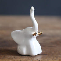 Thumbnail for Home Decor Elephant Statues,1 Pair, Small Decorative Accents for Shelves, Livingroom and Bedroom, Gold and White