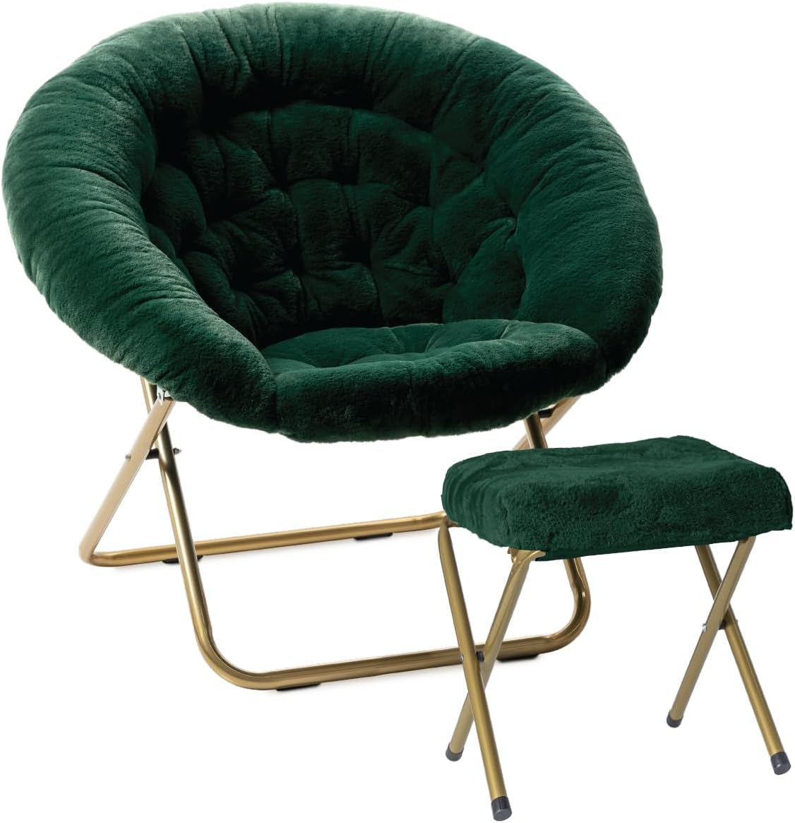 Milliard Cozy Chair with Footrest Ottoman/Faux Fur Saucer Chair for Bedroom/X-Large (Purple)