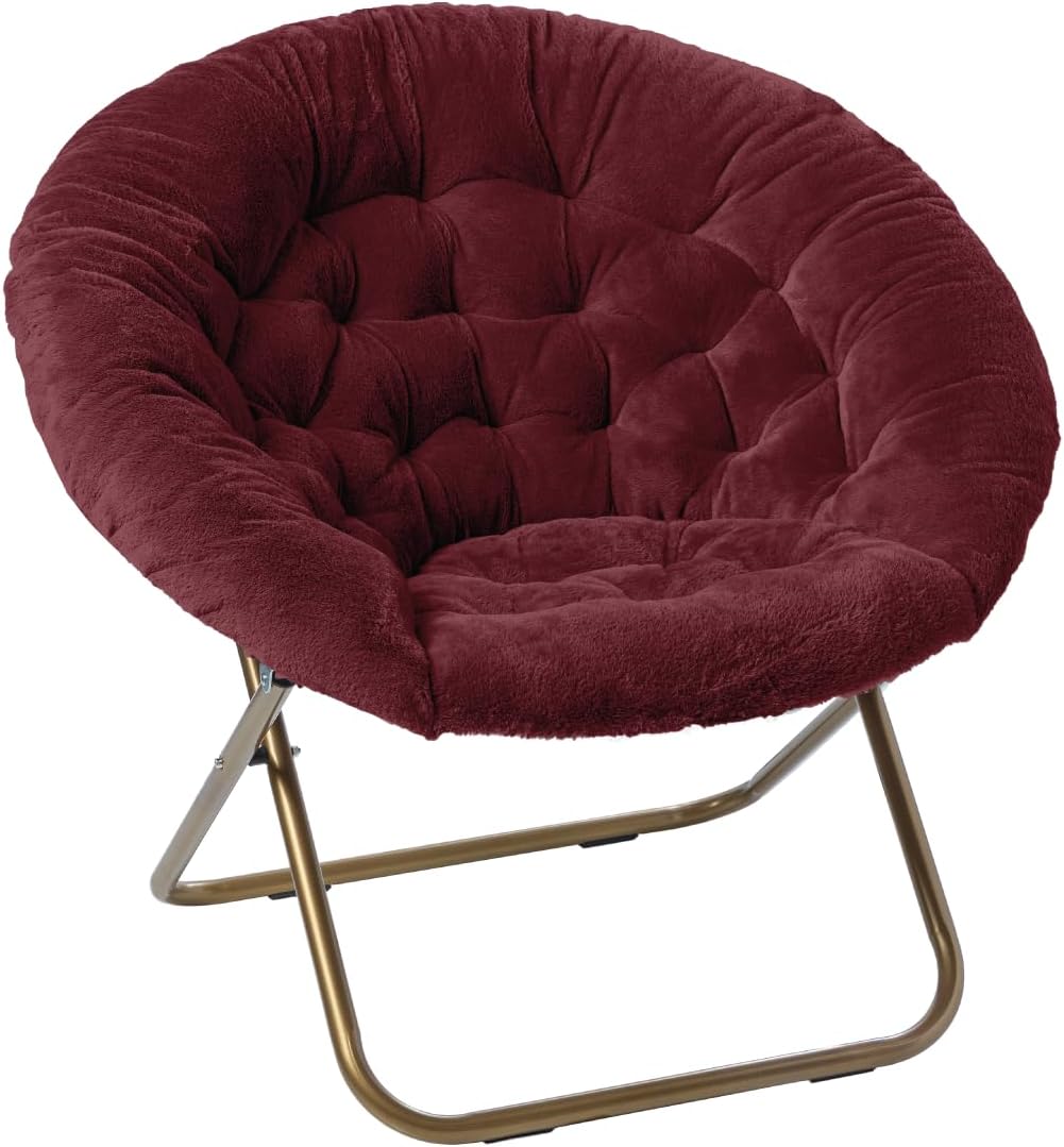 Milliard Cozy Chair with Footrest Ottoman/Faux Fur Saucer Chair for Bedroom/X-Large (Purple)