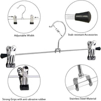 Thumbnail for Pants Hangers with Clips 20 Pack, Adjustable Skirt Hangers for Women Metal Pants Hangers for Jeans