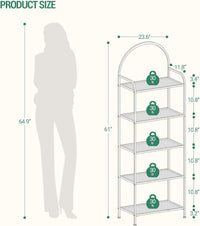 Thumbnail for Bookcase Bookshelf, Tempered Glass Bookshelves, Slim Shelving Unit for Bedroom, Bathroom, Home Office, Steel Frame, 5 Tier Gold BC21599G
