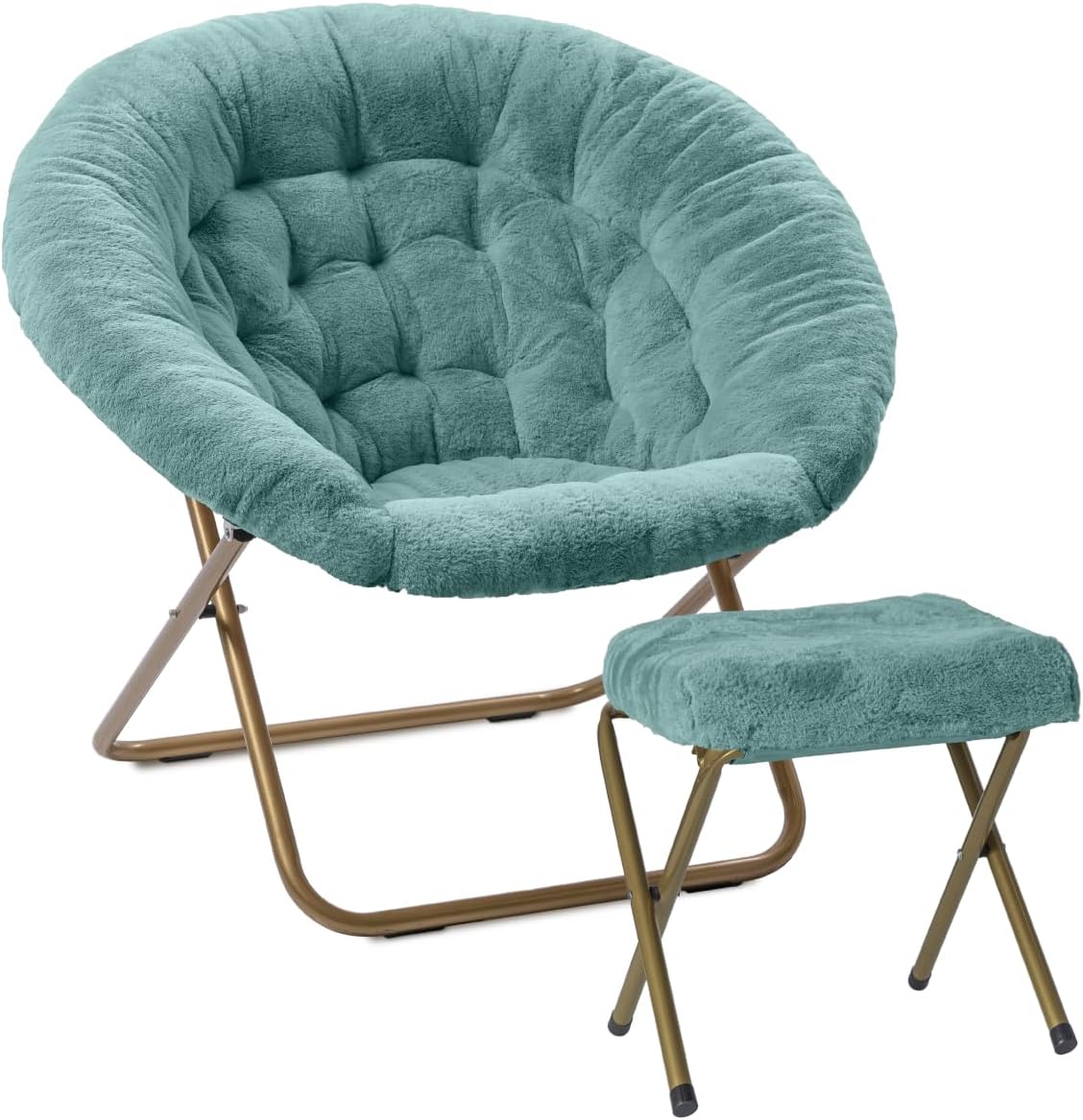 Milliard Cozy Chair with Footrest Ottoman/Faux Fur Saucer Chair for Bedroom/X-Large (Purple)