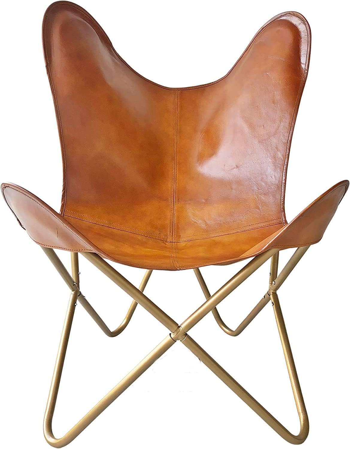 Home Décor Genuine Leather Butterfly Chair Handmade Iron Frame I Lounge Chair, Comfortable Recliner
