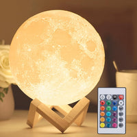 Thumbnail for Mydethun 3D Moon Lamp with Ceramic Base, Mothers Day Gift, LED Night Light, Mood Lighting with Touch Control Brightness for Women,Home Décor, Bedroom, Kids Birthday, 3.5 Inch - White & Yellow