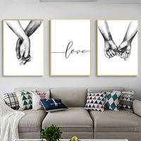Thumbnail for Kiddale Love and Hand in Hand Wall Art Canvas Print Poster,Simple Fashion Black and White Sketch Art Line Drawing Decor for Home Living Room Bedroom Office(Set of 3 Unframed, 16x20 inches)