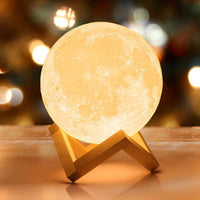 Thumbnail for Mydethun 3D Moon Lamp with Ceramic Base, Mothers Day Gift, LED Night Light, Mood Lighting with Touch Control Brightness for Women,Home Décor, Bedroom, Kids Birthday, 3.5 Inch - White & Yellow