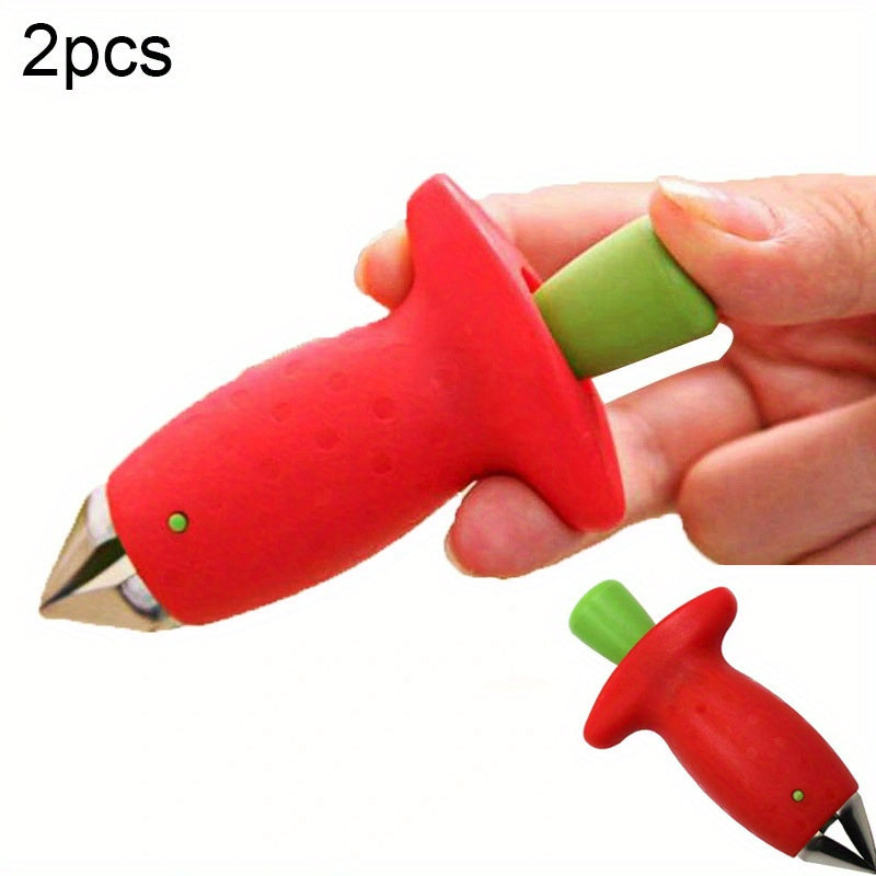 4-Piece Stainless Steel Strawberry Huller Set - Easy, Ergonomic Stem Remover Tool for Kitchen Efficiency & Culinary Excellence