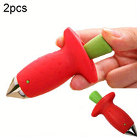 Thumbnail for 4-Piece Stainless Steel Strawberry Huller Set - Easy, Ergonomic Stem Remover Tool for Kitchen Efficiency & Culinary Excellence