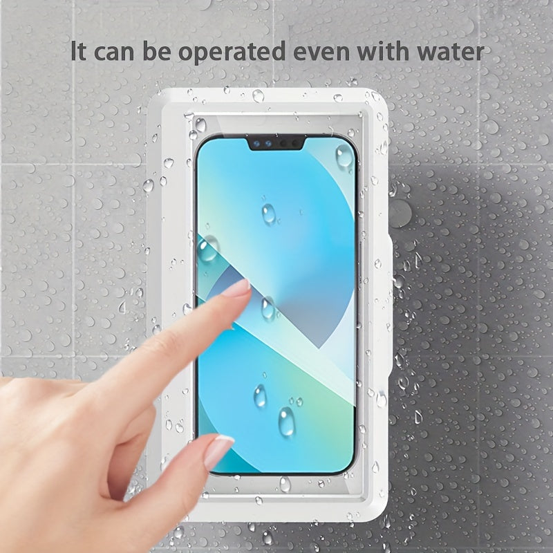 Shower Phone Holder Splash-Proof 360 Rotation Can Be Touched Shower Phone Stand Case Mount For Bathroom Batheub Kitchen Wall Compatible With IPhone 15 14 13 12 Pro Max XS XR Fits <6.8 Phones