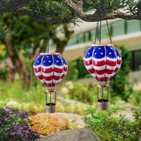 Thumbnail for 1pc Authentic Hot Air Balloon Solar Lantern with Flickering LED Flame - Waterproof Outdoor Hanging Lights for Garden, Yard, Patio - Adds Rustic Charm to Your Holiday Decor - Proudly Showcases American Flag Design