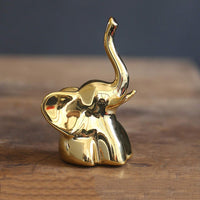 Thumbnail for Home Decor Elephant Statues,1 Pair, Small Decorative Accents for Shelves, Livingroom and Bedroom, Gold and White