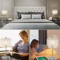 Thumbnail for Luvkczc Crystal Table Lamp with Touch Control, USB Bedside Crystal Table Lamp, 3-Way Dimmable Lamp with Crystal Shade for Girls Bedroom, Living Room, 6W LED Bulb Included