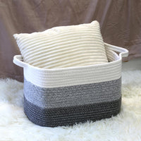 Thumbnail for 2 Pack Storage Basket for Organizing, 15''X10''X9'' Rope Basket with Handles, Toy Basket, Gift Baskets Empty, Blanket Basket for Living Room, Bedroom, 3 Tone Grey.