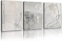 Thumbnail for White and Grey Marble Wall Art Modern Abstract Art Beige White Canvas Painting Marble Painting Wall Decor Black Grey and White Prints Gray Beige Abstract Wall Art for Living Room 16x24inch Unframed