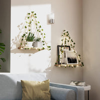 Thumbnail for RICHER HOUSE Artificial Ivy LED-Strip Wall Hanging Shelves Set of 2, Macrame Shelf for Bedroom Bathroom Living Room Kitchen, Wood Hanging Plant Shelves for Wall Décor