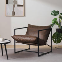 Thumbnail for ZINUS Aidan Sling Accent Chair / Metal Framed Armchair with Shredded Foam Cushioning, Oatmeal