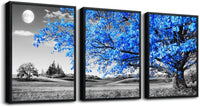 Thumbnail for Wall Art For Living Room black and white Blue tree moon Canvas Wall Decor for Home artwork Painting 12
