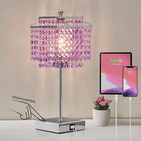 Thumbnail for Luvkczc Crystal Table Lamp with Touch Control, USB Bedside Crystal Table Lamp, 3-Way Dimmable Lamp with Crystal Shade for Girls Bedroom, Living Room, 6W LED Bulb Included