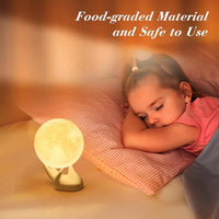 Thumbnail for Mydethun 3D Moon Lamp with Ceramic Base, Mothers Day Gift, LED Night Light, Mood Lighting with Touch Control Brightness for Women,Home Décor, Bedroom, Kids Birthday, 3.5 Inch - White & Yellow