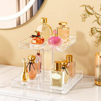 Thumbnail for NIUBEE 2-Tier Acrylic Bathroom Cosmetic Storage Organizer for Dresser and Countertop - Standing Perfume Tray for Bedroom Decor