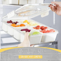 Thumbnail for Divided Serving Tray with Lids& Removable, Snack Fruit Tray, 8 Compartment Square Food Storage Lunch Organizer for Vegetarian Candy, Fruits, Nuts, Snacks, for Party, Entertaining, Picnic