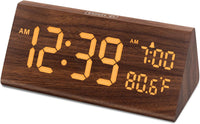 Thumbnail for DreamSky Digital Alarm Clocks for Bedrooms - Wooden Electric Clock with USB Ports, Date, Weekday, Temperature, 0-100% Brightness Dimmer, Adjustable Alarm Volume, Snooze, Auto DST