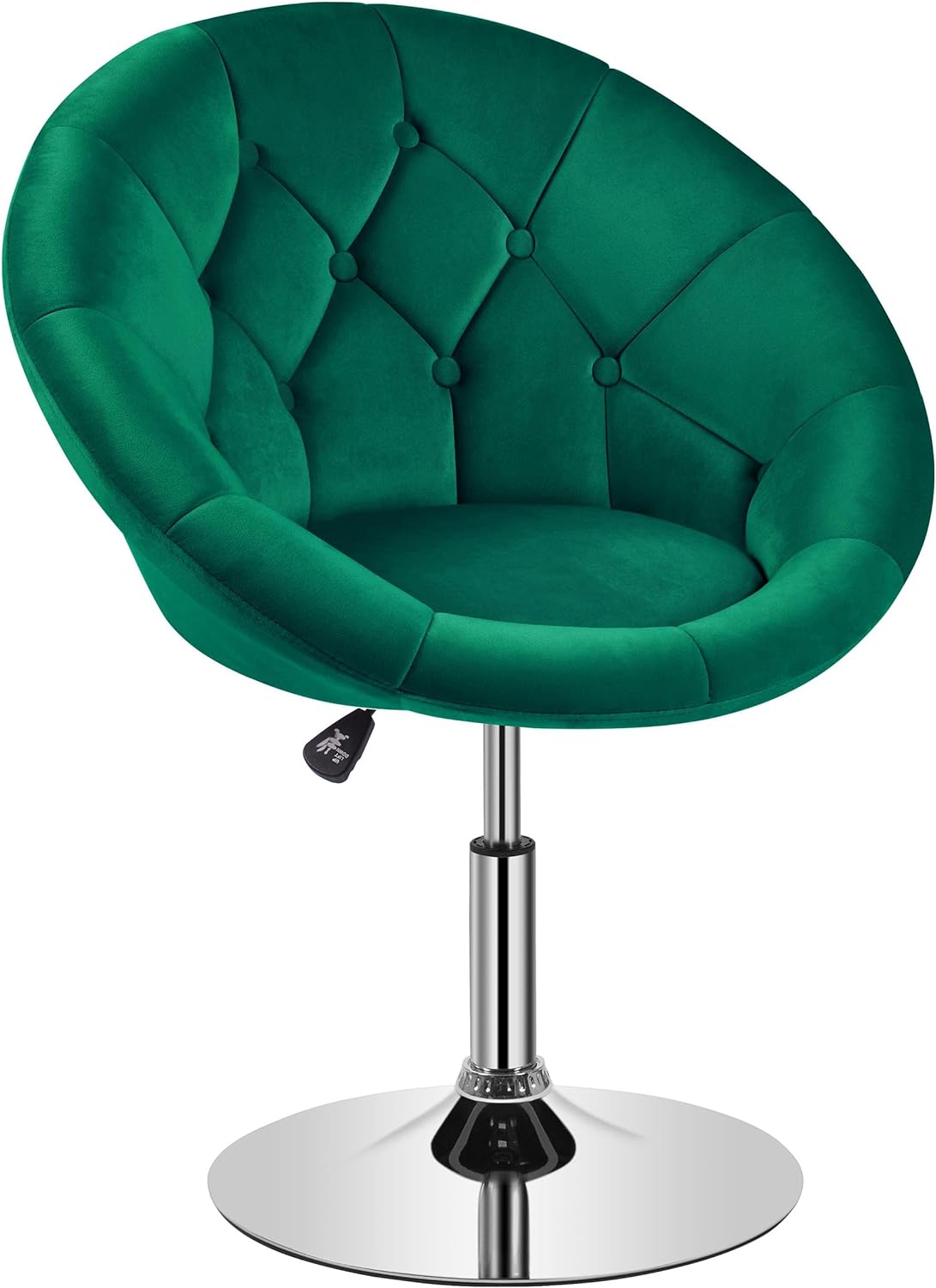 Yaheetech Vanity Chair Makeup Chair Swivel Accent Chair Height Adjustable Round Back Tilt Chair with Chrome Frame for Makeup Room, Living Room, Retro Brown