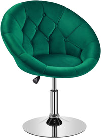 Thumbnail for Yaheetech Vanity Chair Makeup Chair Swivel Accent Chair Height Adjustable Round Back Tilt Chair with Chrome Frame for Makeup Room, Living Room, Retro Brown