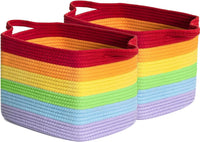 Thumbnail for 2 Pack Storage Basket for Organizing, 15''X10''X9'' Rope Basket with Handles, Toy Basket, Gift Baskets Empty, Blanket Basket for Living Room, Bedroom, 3 Tone Grey.