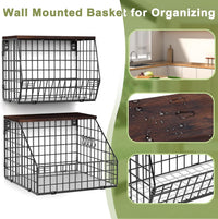 Thumbnail for Fruit and Vegetable storage, 2 Set Wall Mounted Wire Baskets, Fruit Basket for Kitchen Counter, Hanging Fruit Basket, Potato Onion Basket, Wire Basket for Organizing, Countertop Organization Pantry