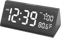 Thumbnail for DreamSky Digital Alarm Clocks for Bedrooms - Wooden Electric Clock with USB Ports, Date, Weekday, Temperature, 0-100% Brightness Dimmer, Adjustable Alarm Volume, Snooze, Auto DST