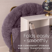 Thumbnail for Milliard Cozy Chair with Footrest Ottoman/Faux Fur Saucer Chair for Bedroom/X-Large (Purple)