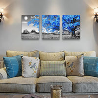 Thumbnail for Wall Art For Living Room black and white Blue tree moon Canvas Wall Decor for Home artwork Painting 12