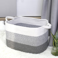 Thumbnail for 2 Pack Storage Basket for Organizing, 15''X10''X9'' Rope Basket with Handles, Toy Basket, Gift Baskets Empty, Blanket Basket for Living Room, Bedroom, 3 Tone Grey.