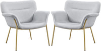Thumbnail for Yaheetech Accent Chair Modern Living Room Chair Velvet Fabric Vanity Chair with Golden Legs Upholstered Armchair for Bedroom/Dressing Room Gray, 2 PCS