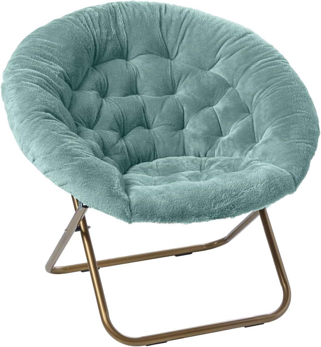Milliard Cozy Chair with Footrest Ottoman/Faux Fur Saucer Chair for Bedroom/X-Large (Purple)