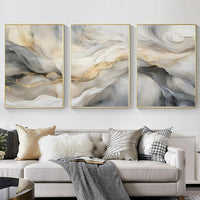 Thumbnail for White and Grey Marble Wall Art Modern Abstract Art Beige White Canvas Painting Marble Painting Wall Decor Black Grey and White Prints Gray Beige Abstract Wall Art for Living Room 16x24inch Unframed