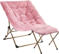 Thumbnail for OAKHAM Comfy Saucer Chair, Folding Faux Fur Lounge Chair for Bedroom and Living Room, Flexible Seating for Kids Teens Adults, X-Large (Faux Fur-Grey)