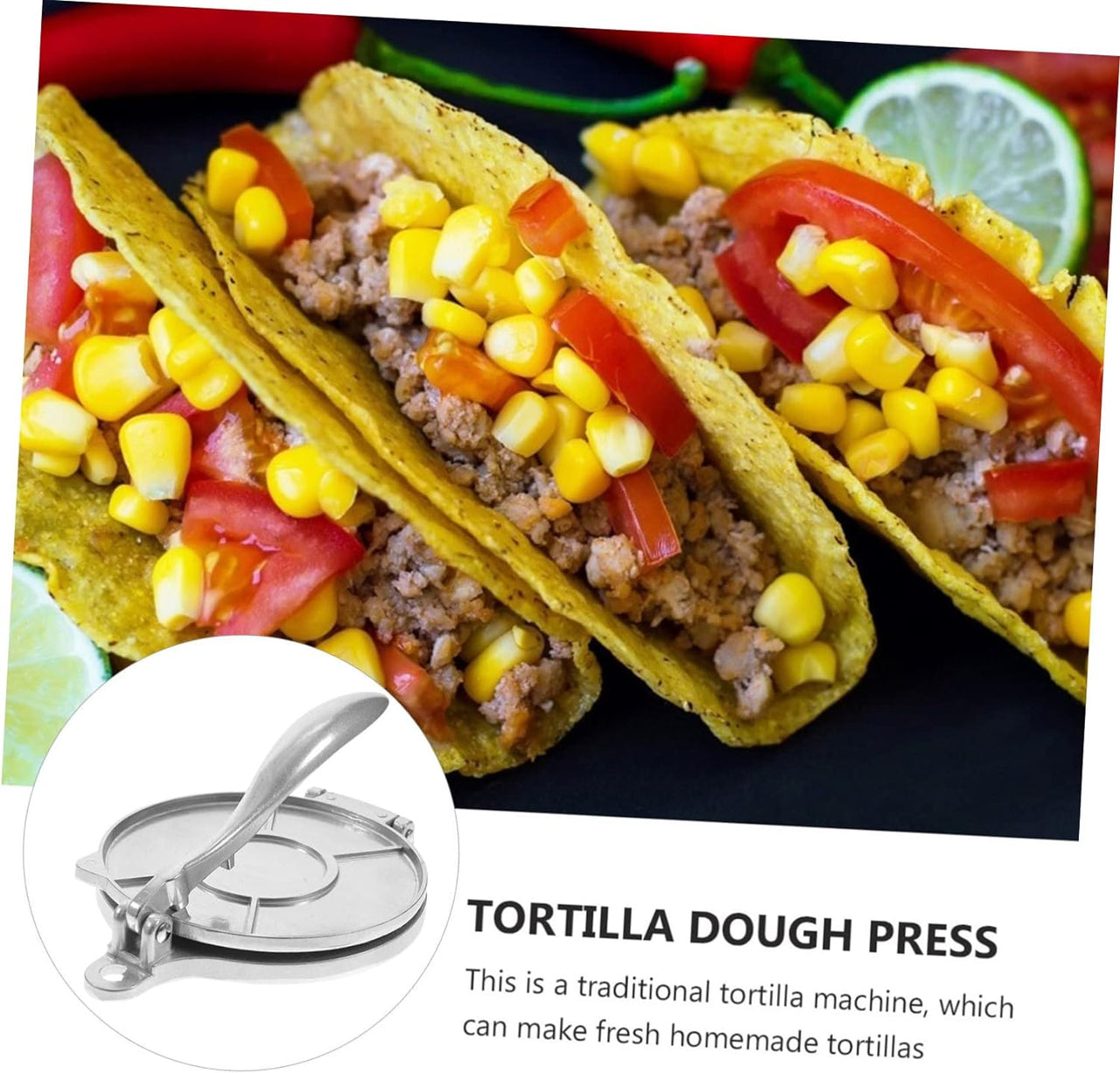 Dough Press Empanada Press Tortilla Pizza Press Roti Press Tortillera Cast Iron Press Quesadilla Maker 6.48 Inch Masa Roti Maker Chapati Maker Machine Heater Pie Fried Aluminum Alloy