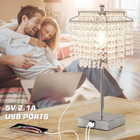 Thumbnail for Luvkczc Crystal Table Lamp with Touch Control, USB Bedside Crystal Table Lamp, 3-Way Dimmable Lamp with Crystal Shade for Girls Bedroom, Living Room, 6W LED Bulb Included