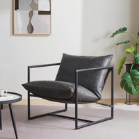 Thumbnail for ZINUS Aidan Sling Accent Chair / Metal Framed Armchair with Shredded Foam Cushioning, Oatmeal
