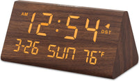 Thumbnail for DreamSky Digital Alarm Clocks for Bedrooms - Wooden Electric Clock with USB Ports, Date, Weekday, Temperature, 0-100% Brightness Dimmer, Adjustable Alarm Volume, Snooze, Auto DST