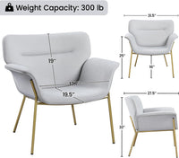Thumbnail for Yaheetech Accent Chair Modern Living Room Chair Velvet Fabric Vanity Chair with Golden Legs Upholstered Armchair for Bedroom/Dressing Room Gray, 2 PCS