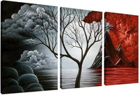 Thumbnail for Wieco Art The Cloud Tree 3 Panels Modern Giclee Canvas Prints Artwork Abstract Seascape Paintings Reproduction Sea Beach Pictures Printed on Canvas Wall Art for Home Decorations Wall Decor